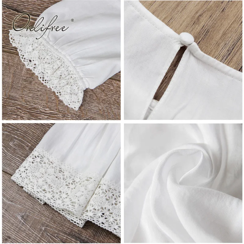 Ordifree летнее Boho женское Макси платье богемное белое кружевное хлопковое длинное пляжное платье-туника праздничная одежда