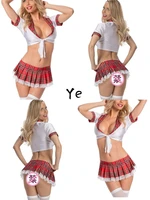 sexy lingerie schoolgirl cheerleading uniform erotic bra bodysuit women sex roleplay costume underwear pliad skirt lattice set