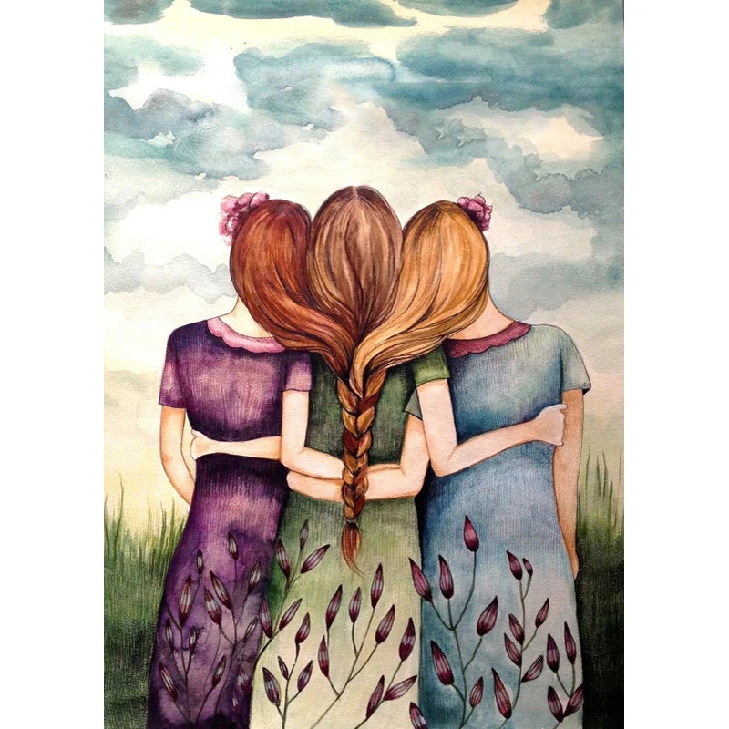 

Three sisters art Diamond Embroidery Full Round 5D Diy Kit Diamond Painting Cross Stitch