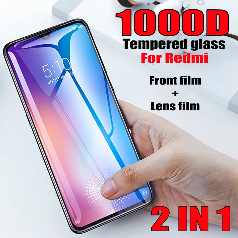 

2 In 1 1000D Tempered Glass For Xiaomi Redmi Note 9 8 7 Pro 8T Screen Protector For 9A 9C 9S 10X K30 Protective Film