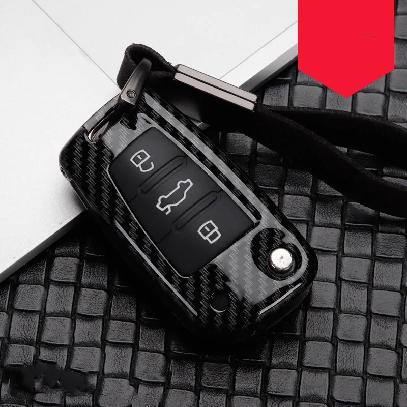 Защитный чехол для ключа из углеродного сплава Audi A3 A4 A5 C5 C6 8L 8P B6 B7 B8 RS3 Q3 Q7 TT 8V
