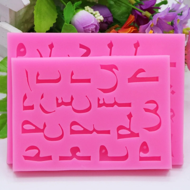 

2Pcs Silicone Arabic Letters Alphabet Number Resin Casting Mold Fondant Mould A0NF