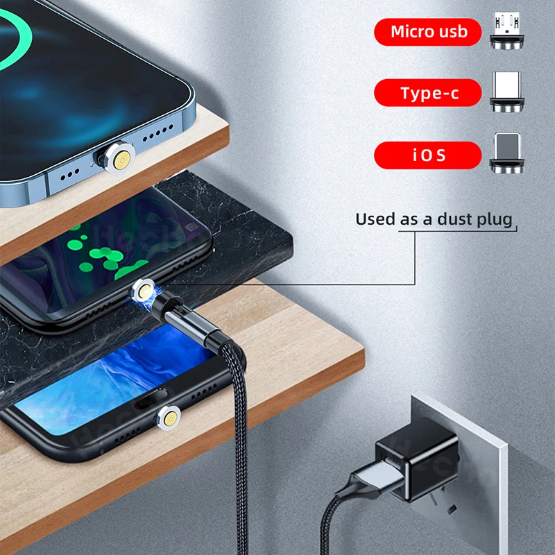 540 Rotate 3A Magnetic Cable Micro USB Type C Cable Magnet Charger For iPhone Huawei Xiaomi Redmi Phone Charging Data Cord 1M 2M
540 Rotate 3A Magnetic Cable Micro USB Type C Cable Magnet Charger For iPhone Huawei Xiaomi Redmi Phone Charging Data Cord 1M 2M