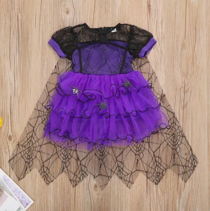 Toddler Baby Girls Halloween Costume Cute Spider Web Tulle Cloak Dress Party Princess Dresses Clothes (art.: 3a361ff8eba) - 3a361ff8eba
