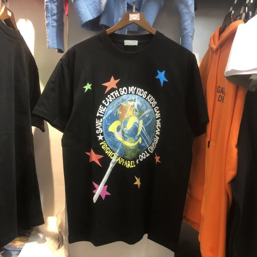 

Мужские и женские футболки 2021ss с цифровым принтом земли, футболки с защитой окружающей среды, мужская одежда с коротким рукавом