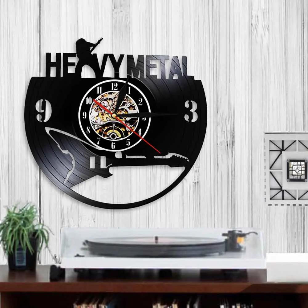 Виниловые часы из тяжелого металла настенные музыкальные 3d в стиле рок н ролл для