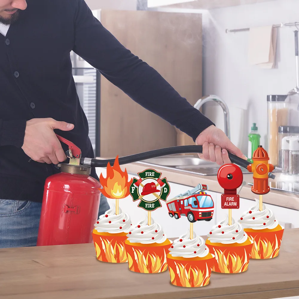 Пожарная машина для торта пожарная обертка кексов украшение на день рождения