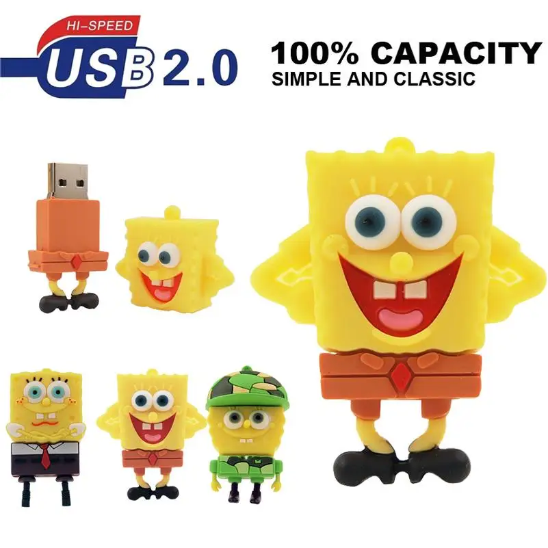 Usb флеш-накопитель с милым губчатым Бобом 64 ГБ флешка 2 0 32 u-диск | Компьютеры и офис