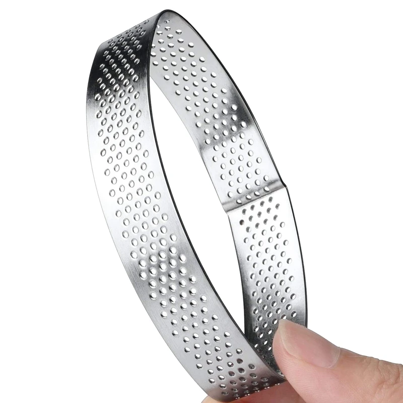 

8 Pack Stainless Steel Tart Ring,Cake Mould Baking Tools,Heat-Resistant Perforated Cake Mousse Ring (Boat)