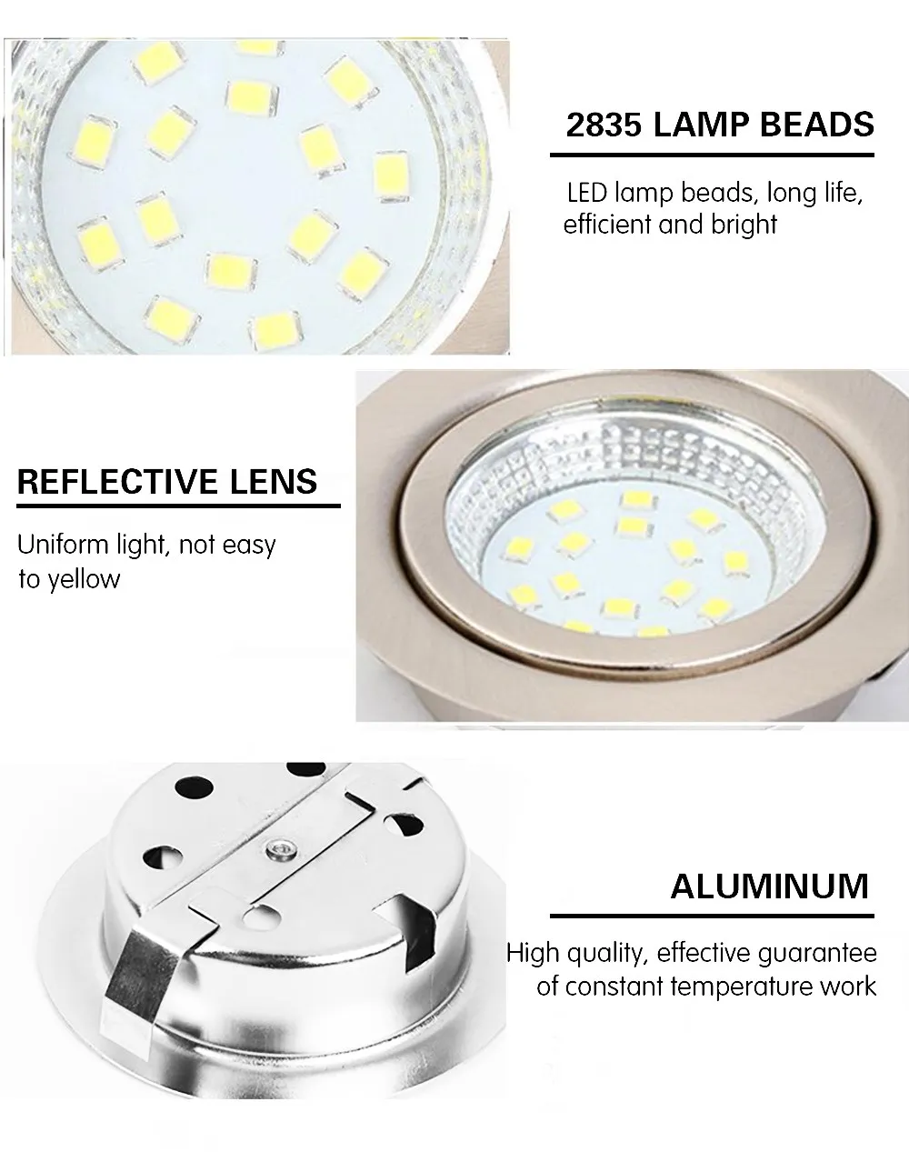 

Silver LED Recessed Downlight 3W LED Ceiling Spot Light 3000K/4000K/6000K cabinet light highlight DC12V110V220V LED spot