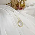 Модная ретро натуральная оболочка овальная подвеска цепочка на ключицу ожерелье простые золотые листья Подвеска Ожерелье женское ювелирное изделие подарок