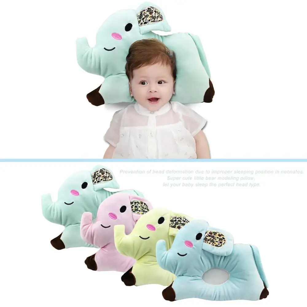 

Baby Flat Head Positioner Pillow Cartoon Elephant Memory Sleeping Cushion Washable Comfortable Headrest For Toddlers