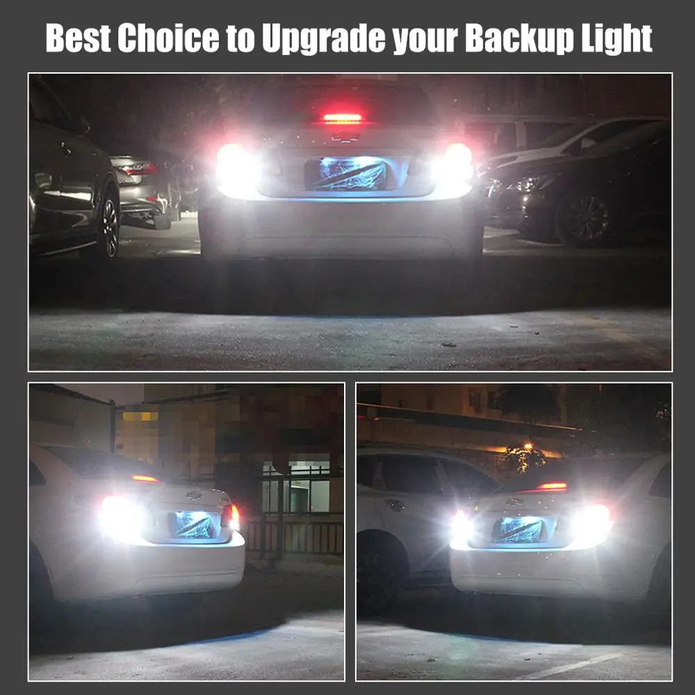 

2Pcs Canbus W16W LED T15 LED Bulb Super Bright CSP Chips Car Backup Reverse Lights Error Free 921 912 Stop Tail Lamp 12V White