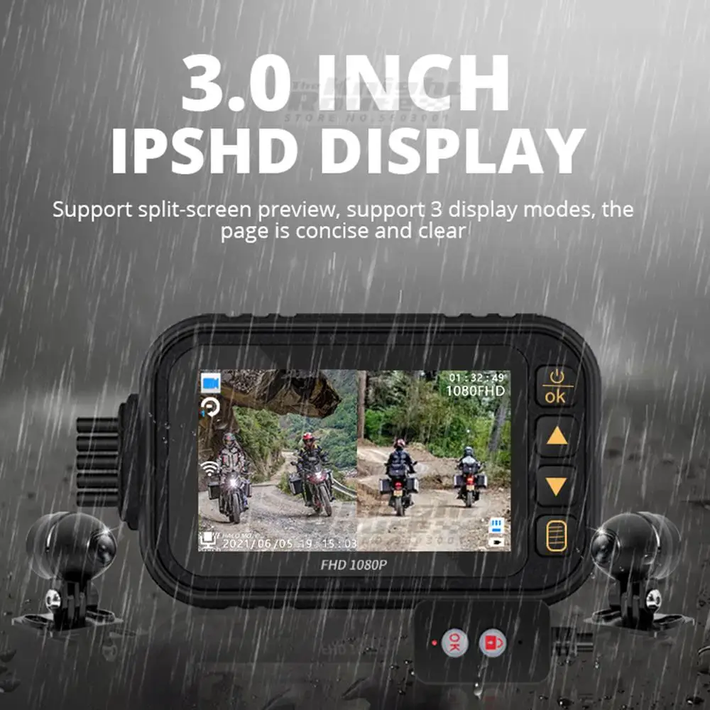 Видеорегистратор для мотоцикла TIEBRO 3 дюйма водонепроницаемый WiFi 1080P - купить по