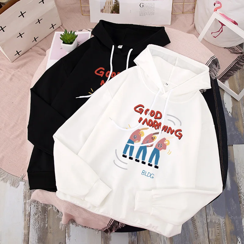 

Winter Sweatshirt Hoodies Printed Chic Streetwear Tops Thicken Warm Thicken Clothes Fashion Blouses Anime
