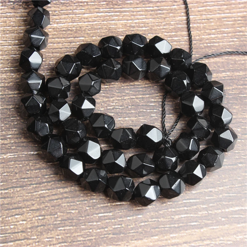 

Lanli 8mm naturally carves small flat Black Onyx loose beads for jewelry DIY stone bracelets and necklaces