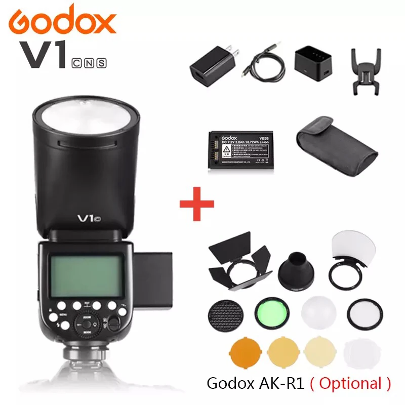 Вспышка Godox V1 V1C V1N V1S V1F V1O TTL 1/8000s HSS Speedlite + фотовспышка с диффузором для Canon Nikon Sony Fuji