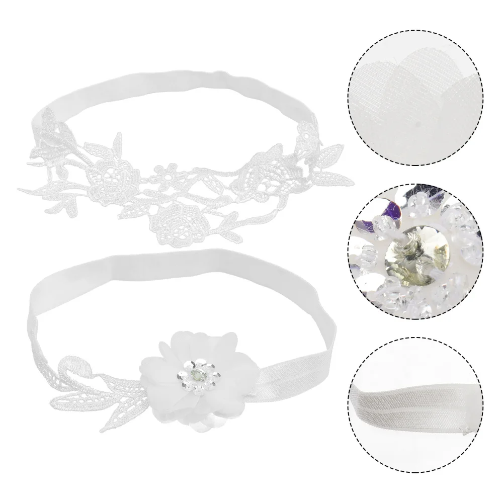 

2pcs Lace Garters Bridal Thigh Rings Chic Lace Garters Bride Leg Loop (White)