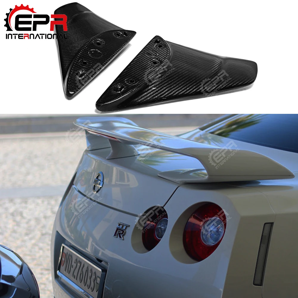 

Car-styling For Nissan R35 GTR OEM Carbon Fiber Rear Spoiler Leg Glossy Finish GT-R Trunk Wing Stand Trim Fibre Splitter Kit