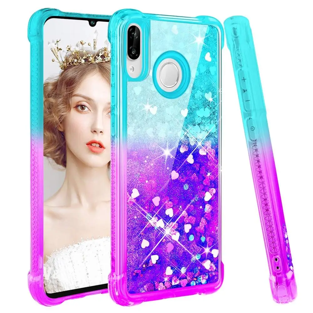 Case For Huawei P Smart 2019 Gradient Quicksand Glitter Soft TPU Air Cushion Bumper Cover for Honor 10 Lite | Мобильные телефоны и