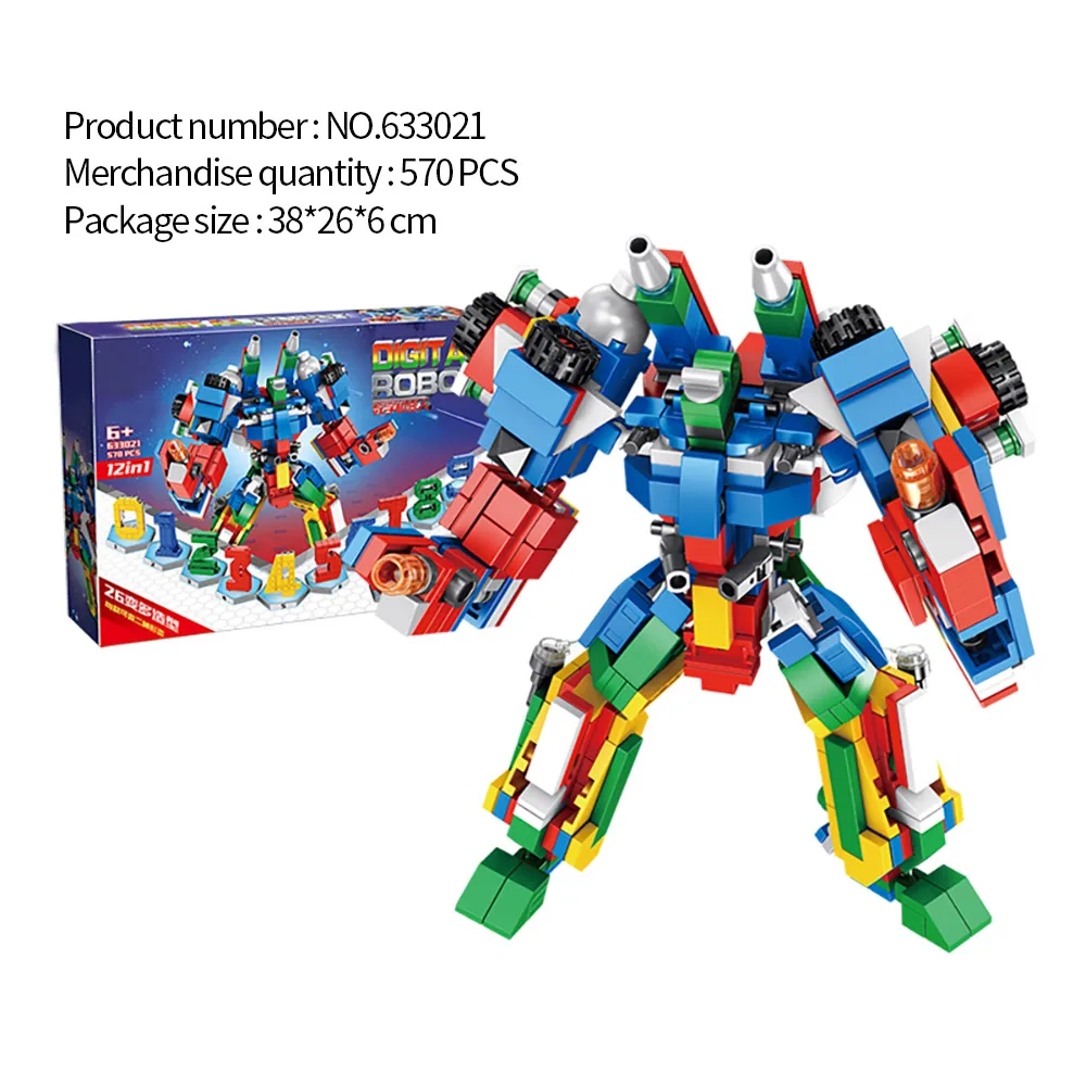 570 шт. Детский конструктор робот с арабскими цифрами|Блочные конструкторы| |