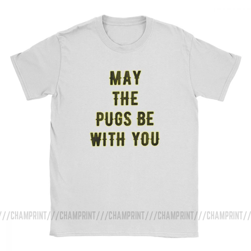 Креативная футболка для мужчин May The Pugs Be With You Мужская с надписью I Love смешные топы