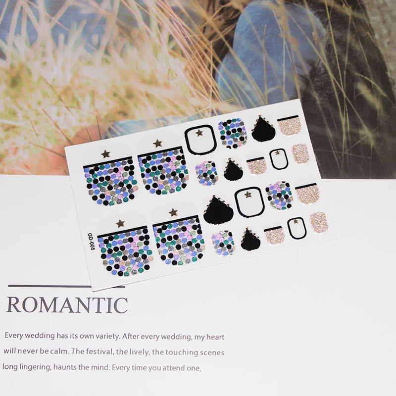 1 лист 3D наклейка на ногти с полным покрытием водостойкая нетоксичная для ног