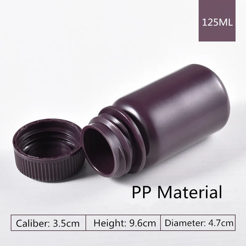 125ML brown 2 шт./лот многоразовые пластиковые бутылки с широким горлышком с винтовой крышкой пищевой Полипропиленовый Контейнер 5 мл-500 мл - Цвет: 125ML brown