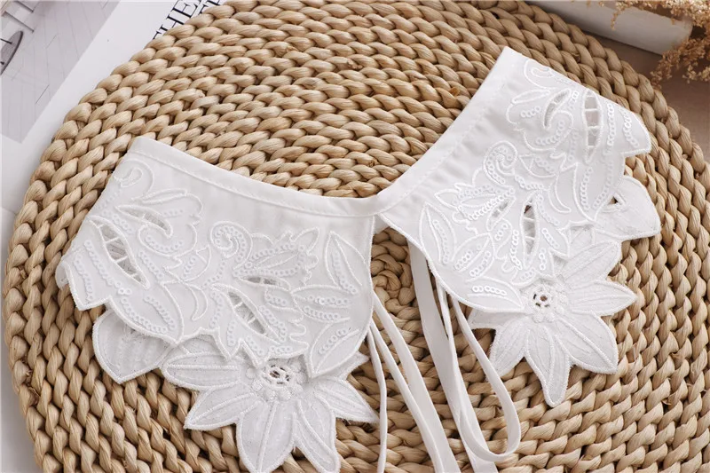 Белый женский кружевной воротник однотонный съемный с лацканами Поддельный