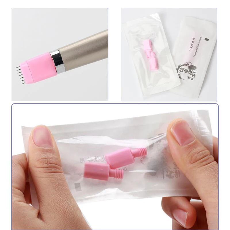 2 пары профессиональных микроблейдинга иглы одноразовые лезвия татуировки для