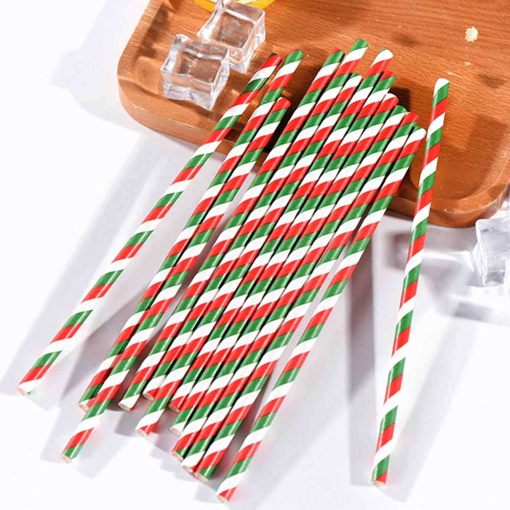 25 шт рождественские красные зеленые бумажные соломенные одноразовые бар