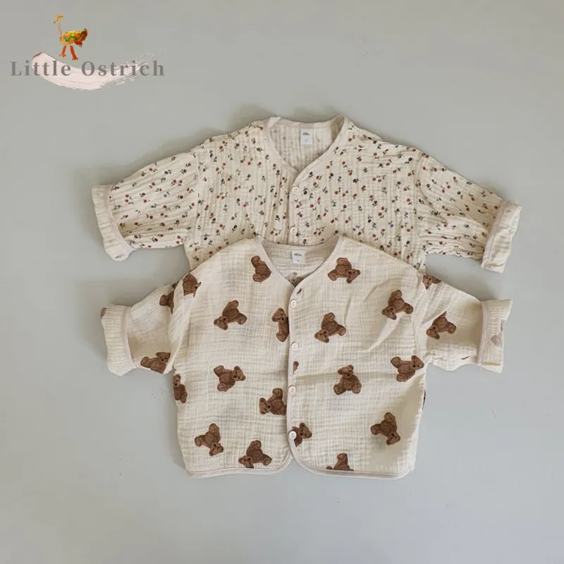 Кардиган из хлопка и льна для новорожденных мальчиков девочек | Детская одежда