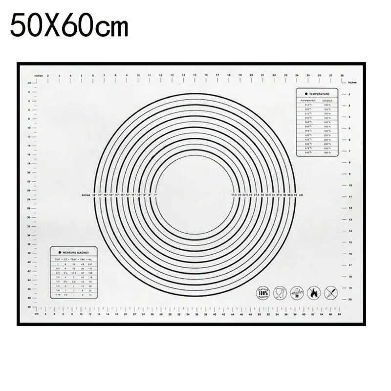 50x60cm black Антипригарный силиконовый коврик для теста, утолщенный коврик для выпечки, сделай сам, коврик для раскатки теста для теста, лист для печенья, подкладка для макарон, инструменты для выпечки - Цвет: 50x60cm black