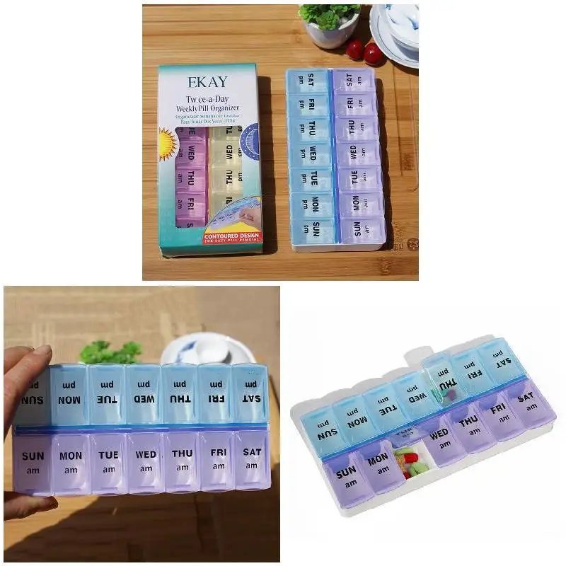 

Pill Storage Box Medicine Case 7 Day Organizer 14 Compartments for Travel Home SDFA88