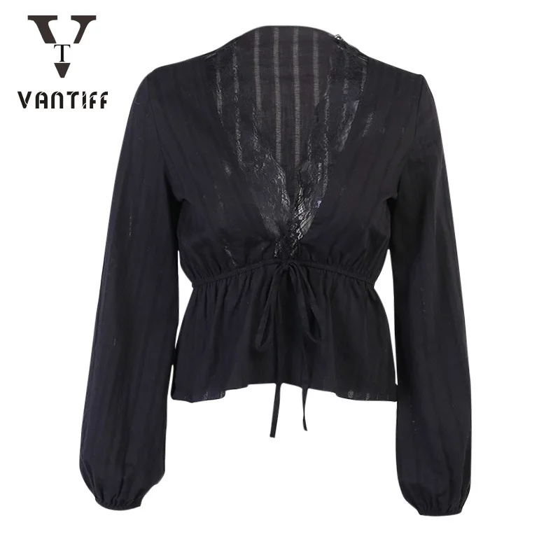 

Bodycon Crop Tops Gothic Harajuku Zipper Tshirt Fashion Girl Top V-neck Lace Decorative Top Sexy V-neck Slim Long Sleeve Top