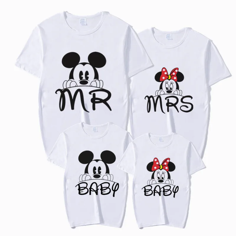Семейные футболки с принтом MR MRS BABY одинаковые комплекты мышь футболка для мамы