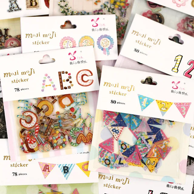 80 шт./лот(1 пакет) Симпатичные Kawaii цифры буквы ПВХ наклейки для DIY скрапбукинг украшения дома дневник детский подарок японский стикер s