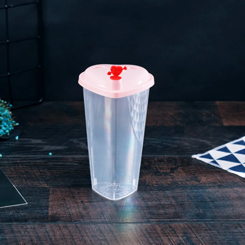 

50pcs 450ML Heart Cup Net Red Thickened Injection Milk Tea Cup Plastic Drink Juice Cup Creative Yogurt Pudding Dessert Cups