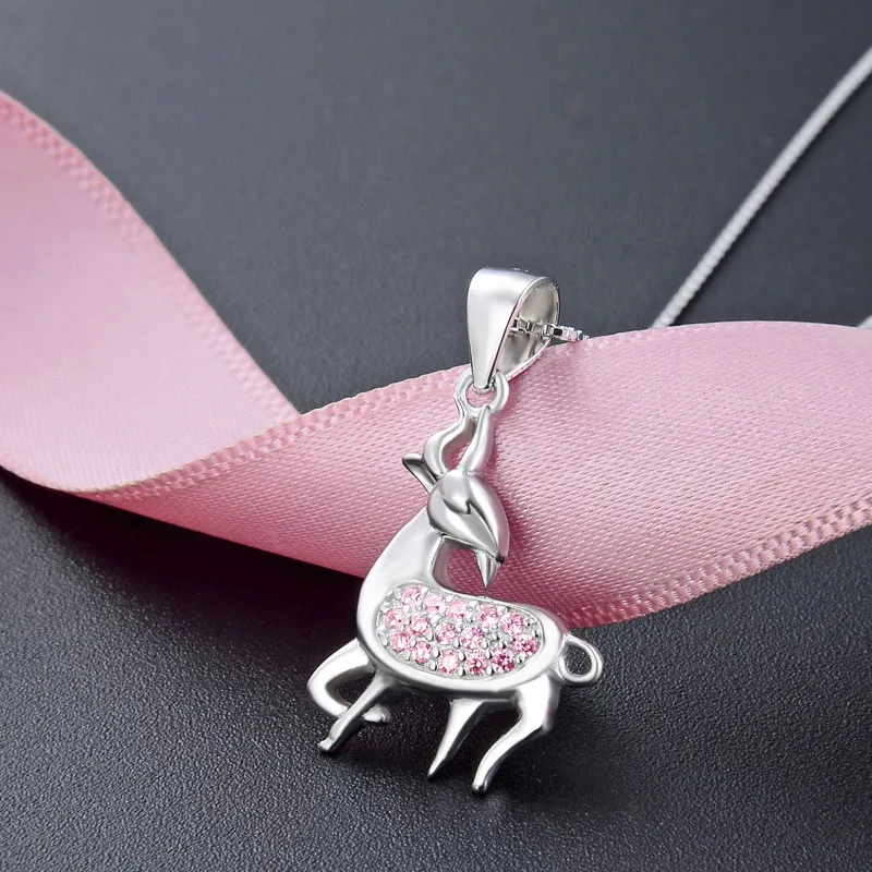 925 стерлингового серебра Олень Лось подвеска ожерелье чокер жемчужиной олень