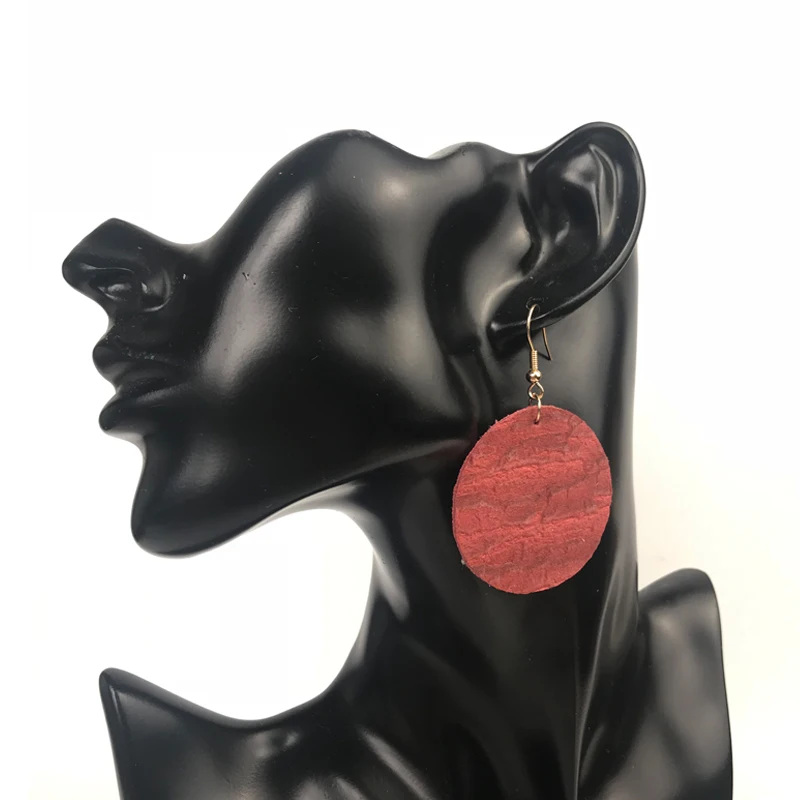 Cpop новые винтажные круглые серьги из натуральной кожи для женщин однотонные