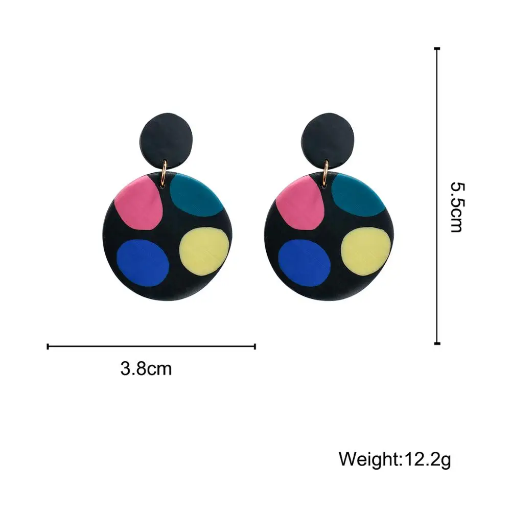 

AMORCOME Handmade Colorful Round Pendant Drop Earrings Soft Polymer Clay Geometric Dangle Earrings for Women 2020 New Jewelry