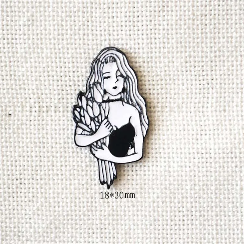 ENZE new fashion cartoon enamel girl avatar brooch bag badge clothing accessories collar needle for couple | Украшения и