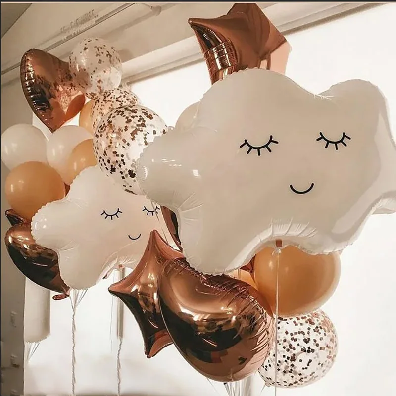 2 шт большие белые облака Луна фольги воздушный шар детский душ Дети украшения