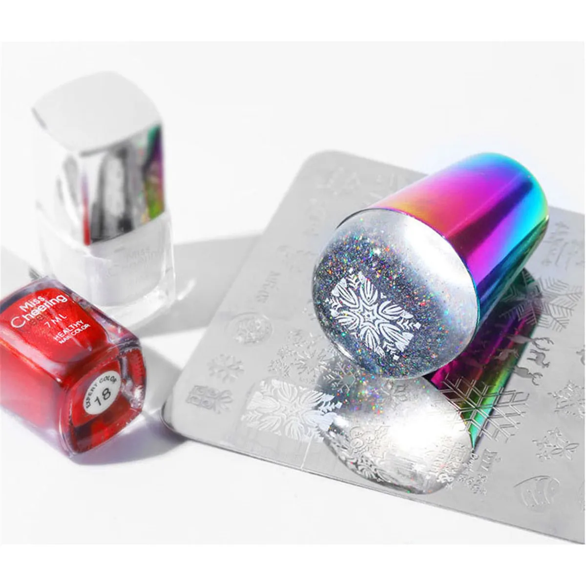 Блестящие прозрачные силиконовые штампы для ногтей с ручкой русалка - купить по