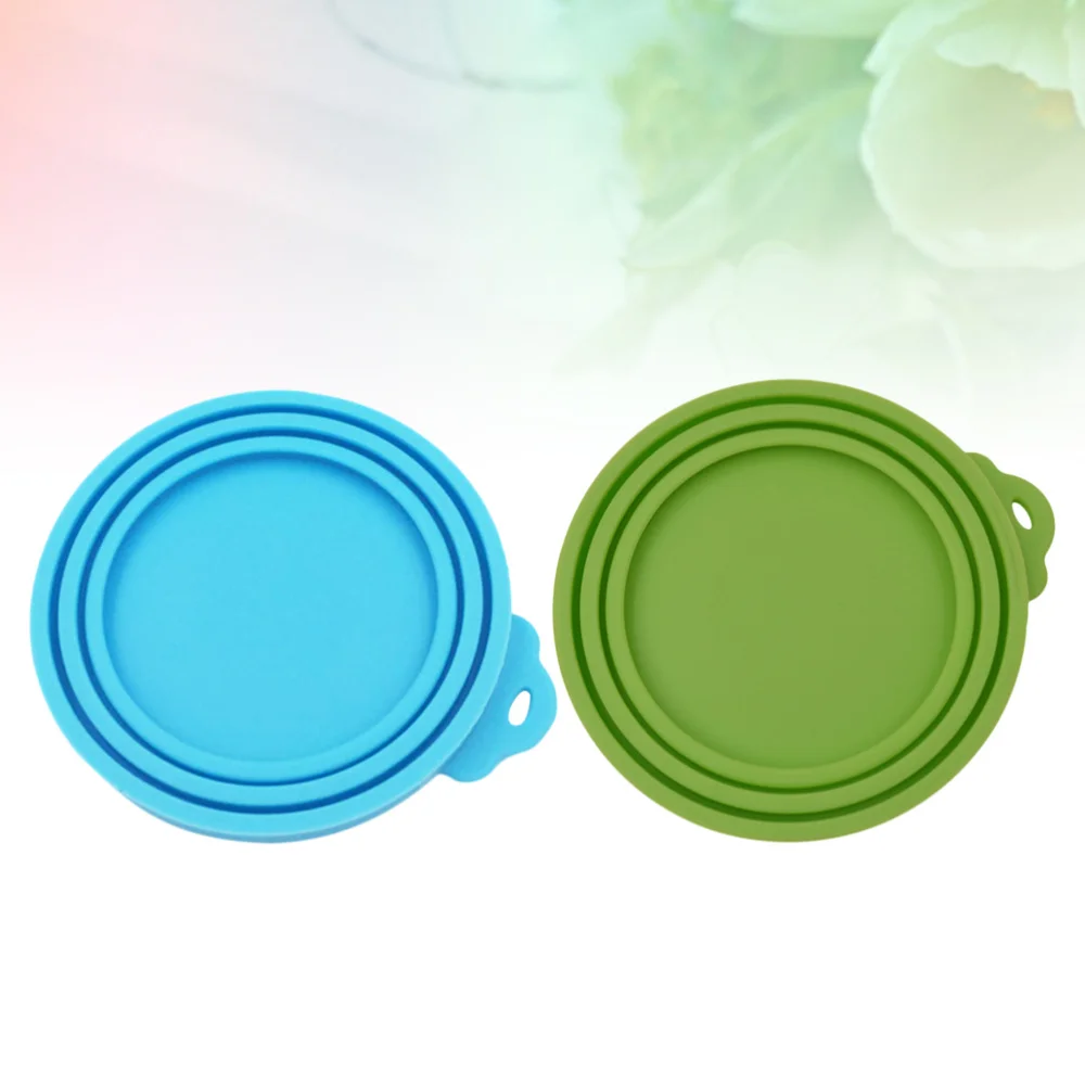 

2pcs Three Layer Silicone Pet Food Can Covers Cat Food Tin Lids Candy Color Sealed Cover (1pcs Light Blue, 1pcs Green)