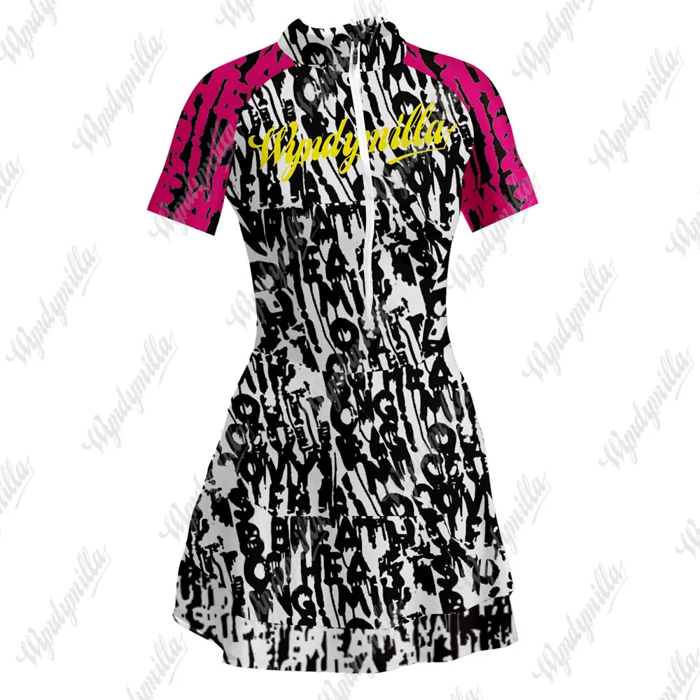 

Cycling Set Skirt Bike Skirt Outfit Triathlon Skirt Dress Short Sleeve Skinsuit Maillot Vestidinho Gym Running Sports Wyndymilla