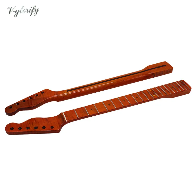 Электрическая гитара с жареным пламенем и кленовым покрытием 1 шт. горловина из