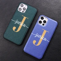custom personalized your initial name pu leather phone case for iphone 12 11 13 pro x xs max xr 7plus 8plus 6s shockproof funda