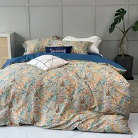 Luxury Retro Floral Floral Cotton Four-Piece Set Skin-Friendly Bedding Texture Pattern Printing down Quilt Cover Fitted Sheet