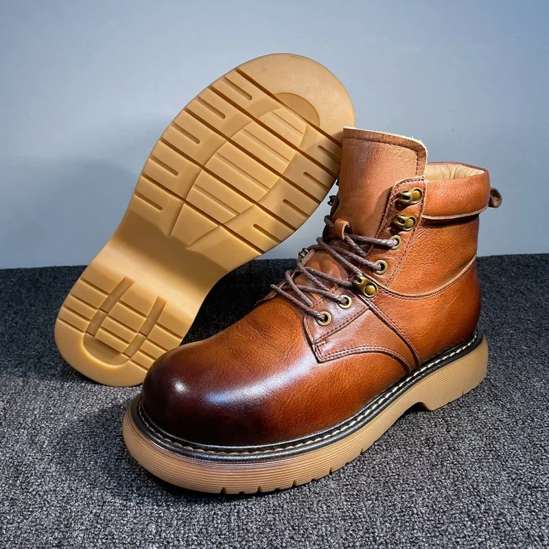 Men Winter Sneakers Snow Boots Warm Running Shoes Outdoor Sports Walking Shoes Non-slip Sneakers Black Leather Shoes